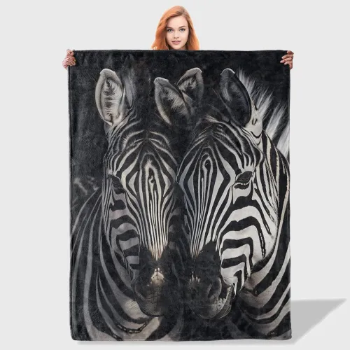 Zebra Couples Print Fleece Blanket
