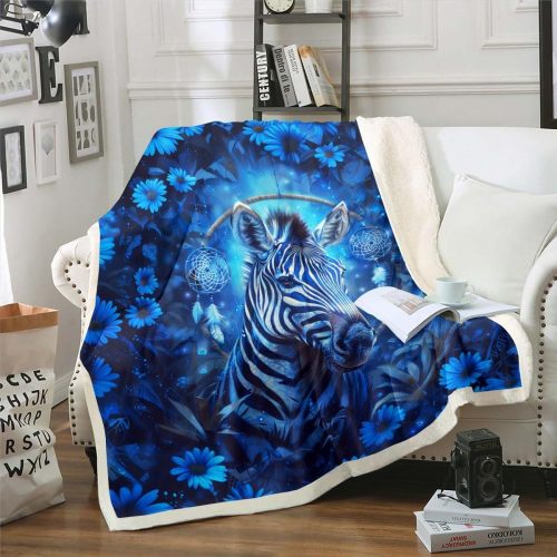 Floral Dreamcatcher Zebra Fleece Blanket