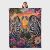 Blossoms Zebra Couples Fleece Blanket