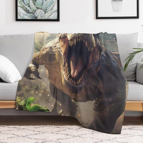 T-Rex Dinosaur Print Flannel Blanket