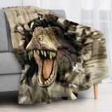 3D Dinosaur Print Flannel Blanket
