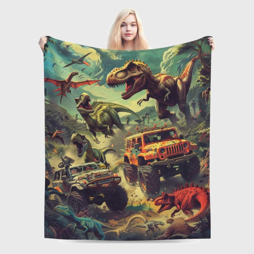 Dinosaur World Print Flannel Blanket