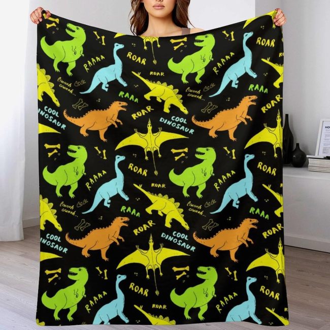 Roar Cartoon Dinosaur Flannel Blanket