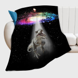 Galaxy Dinosaur Print Flannel Blanket