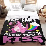 Pink Cartoon Dinosaur Pattern Blanket