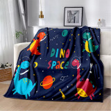 Dinosaur Space Print Flannel Blanket