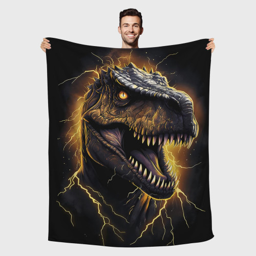 Lightning Dinosaur Print Throw Blanket