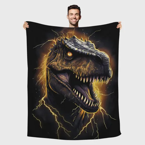 Lightning Dinosaur Print Throw Blanket