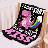 Pink Cartoon Dinosaur Pattern Blanket
