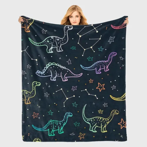 Cozy Dinosaur Print Flannel Blanket