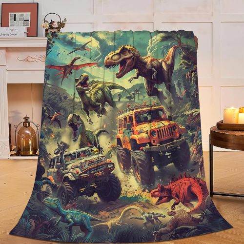 Dinosaur World Print Flannel Blanket