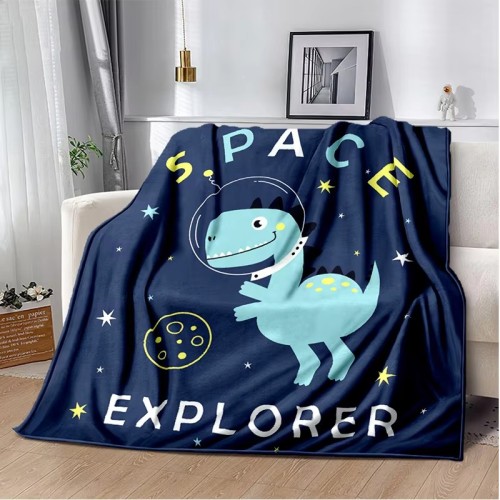 Space Explore Kids Dinosaur Flannel Blanket