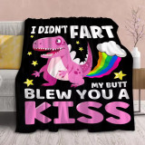 Pink Cartoon Dinosaur Pattern Blanket