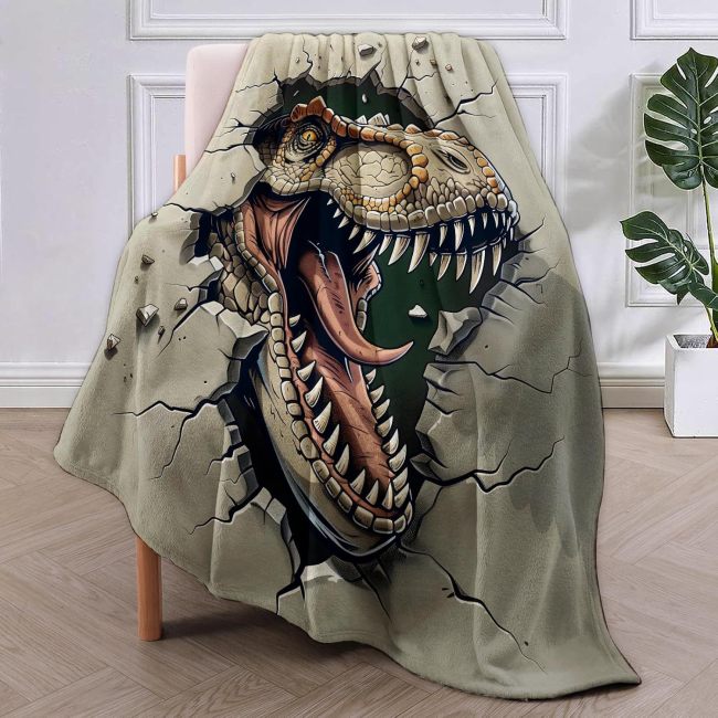 Fierce Dinosaur Flannel Blanket