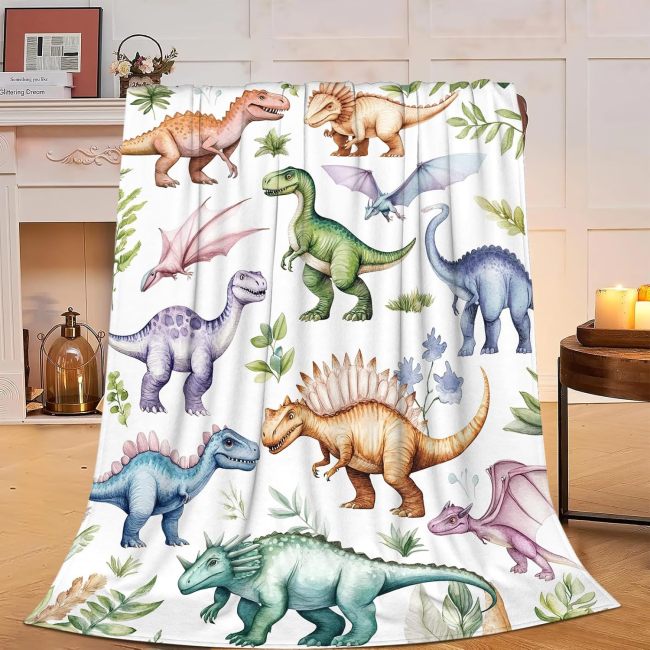 Boys Cartoon Dinosaurs Pattern Blanket