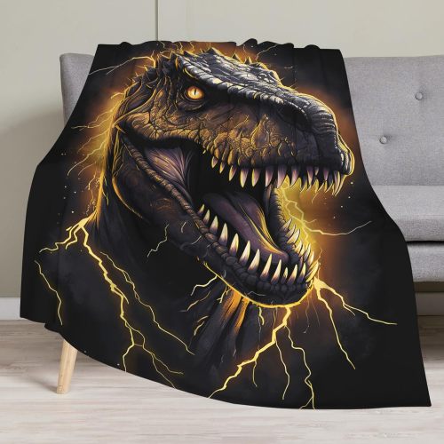 Lightning Dinosaur Print Throw Blanket