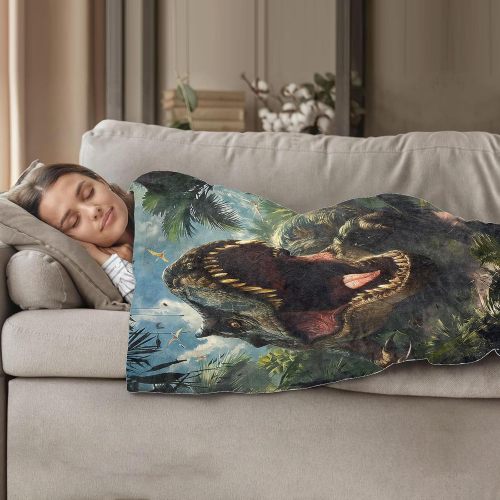 Dinosaur Pattern Flannel Throw Blanket