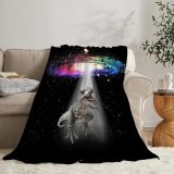 Galaxy Dinosaur Print Flannel Blanket