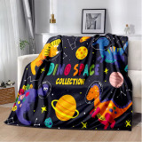 Dinosaur Space Print Flannel Blanket