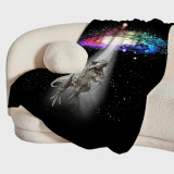 Galaxy Dinosaur Print Flannel Blanket