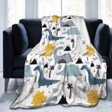 Cute Cartoon Dinosaurs Flannel Blanket