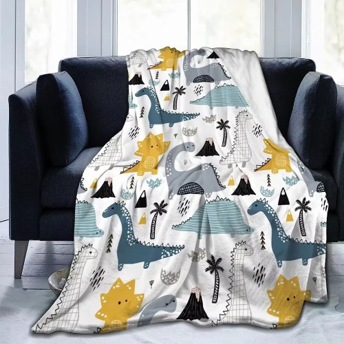Cute Cartoon Dinosaurs Flannel Blanket