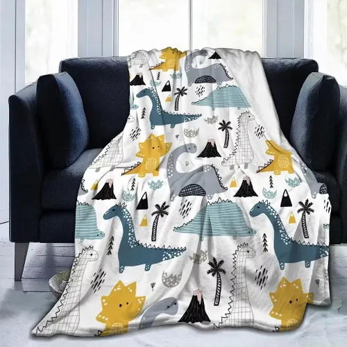 Cute Cartoon Dinosaurs Flannel Blanket