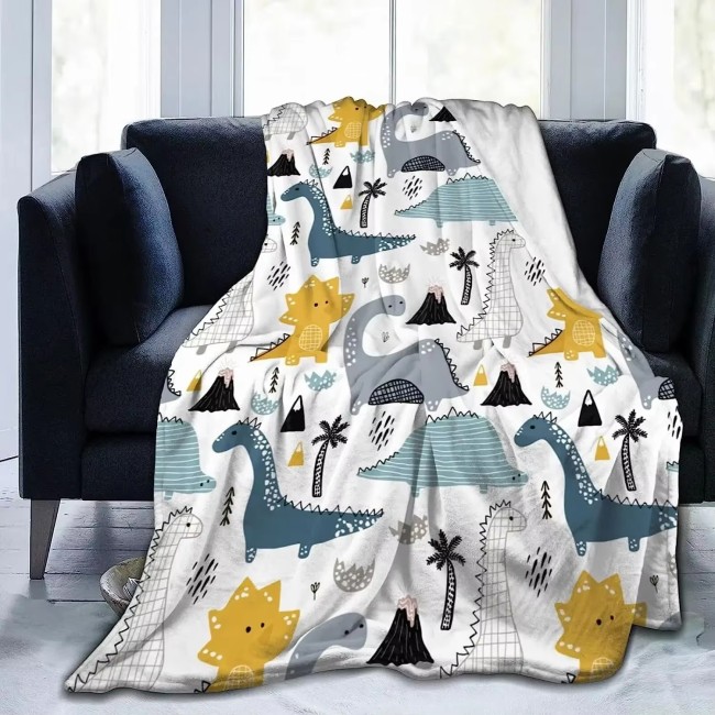 Cute Cartoon Dinosaurs Flannel Blanket