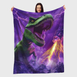 Volcano Dinosaur Print Flannel Blanket