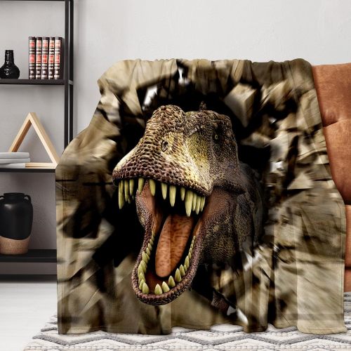 3D Dinosaur Print Flannel Blanket