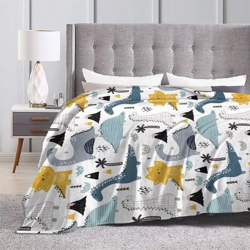 Cute Cartoon Dinosaurs Flannel Blanket