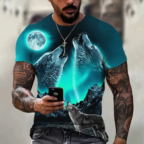 Three Wolf Howling At Moon T-Shirt