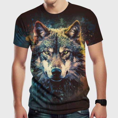 Mens Fashion Wolf T-Shirt