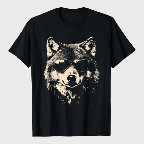 Funny Wolf Cool Rock and Roll Graphic T-Shirt