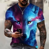 Galaxy Wolf Print T-Shirt