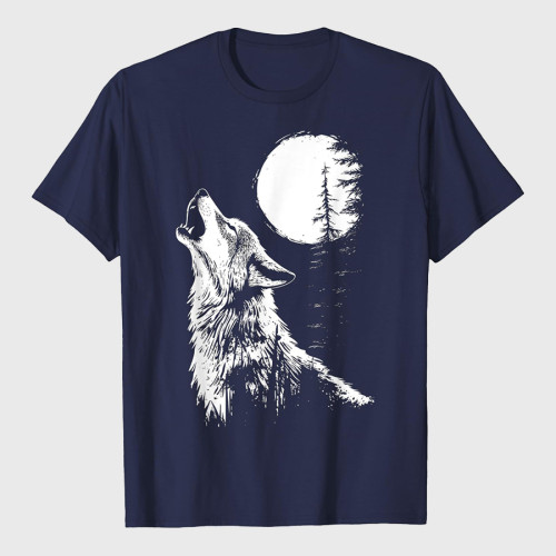 Wolf Howling Moon Forest T-Shirt