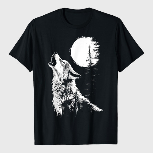 Wolf Howling Moon Forest T-Shirt