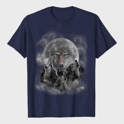 Three Wolves Howling Full Moon T-Shirt