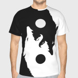 Black White Yin Yang Wolf T-Shirt