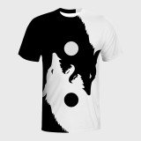 Black White Yin Yang Wolf T-Shirt