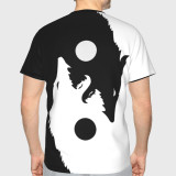 Black White Yin Yang Wolf T-Shirt