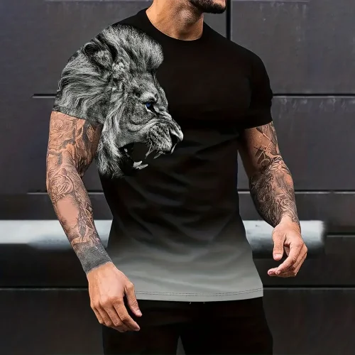 Men's Lion Pattern T-Shirt