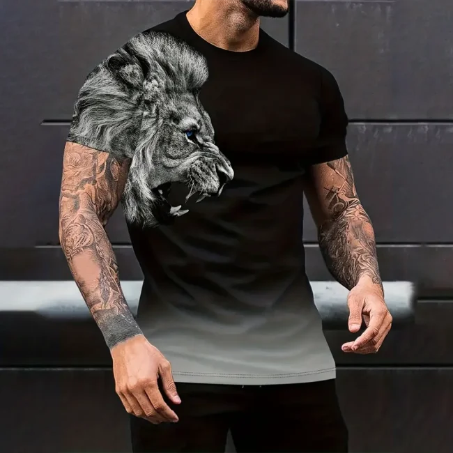 Men's Lion Pattern T-Shirt