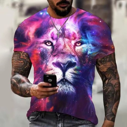 Galaxy Lion Print T-Shirt