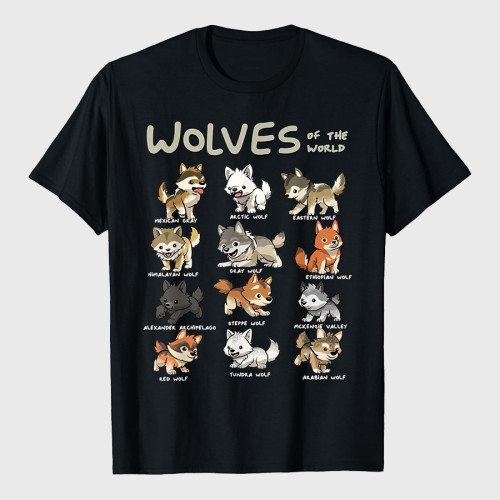 Wolves Animals Of The World Wolf Lover T-Shirt