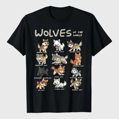 Wolves Animals Of The World Wolf Lover T-Shirt