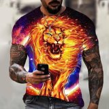 Flame Lion Print T-Shirt