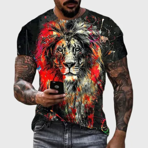 Mens Lion Graphic T-Shirt