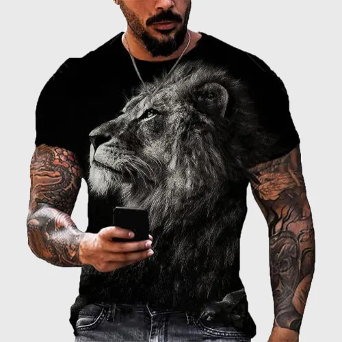 Mens Lion Graphic T-Shirt
