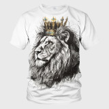 Men's Casual Lion With Crown Print T-Shirt
